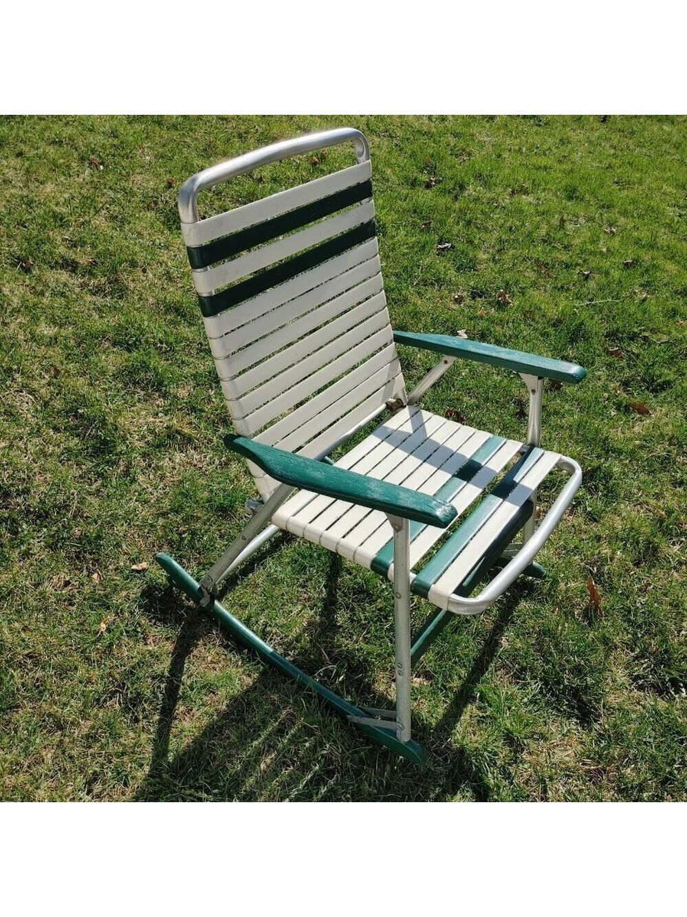 Vintage Aluminum Lawn Chair Rocking Chair Vinyl Cord
